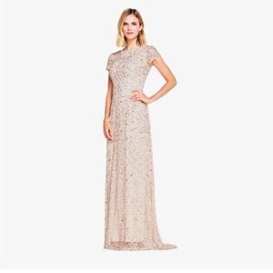 Adrianna Papell blush pink sequin gown